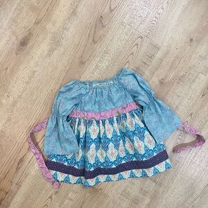 Matilda Jane Blue and Pink Blouse with Decorative Trim